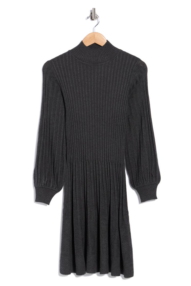 Ribbed A-Line Sweater Dress, Main, color, HCHARCOL-HEATHER CHARCOAL