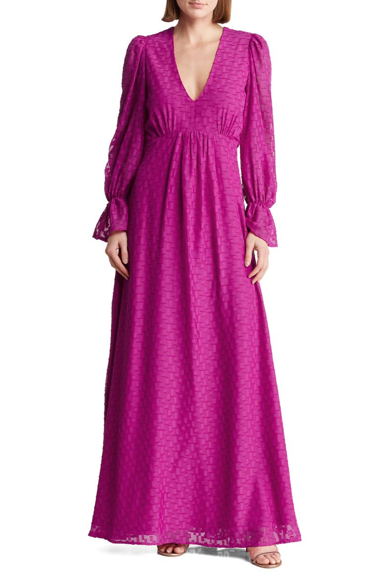 Eva Long Sleeve Maxi Dress, Main, color, WILD ASTER