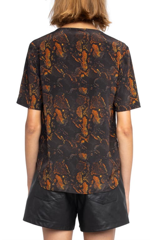 Zadig & Voltaire Terzo Python Print Silk Button-up Shirt In Black