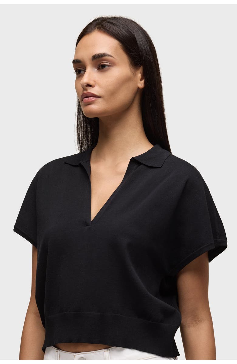 Hudson Jeans draped collared sweater, Alternate, color, Black