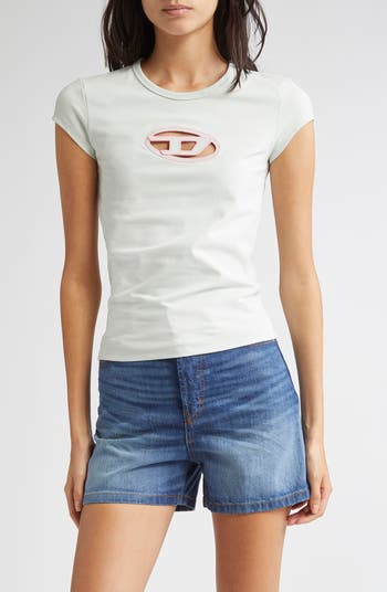 T-ANGIE Woman: Cotton T-shirt with cut-out D logo | Diesel