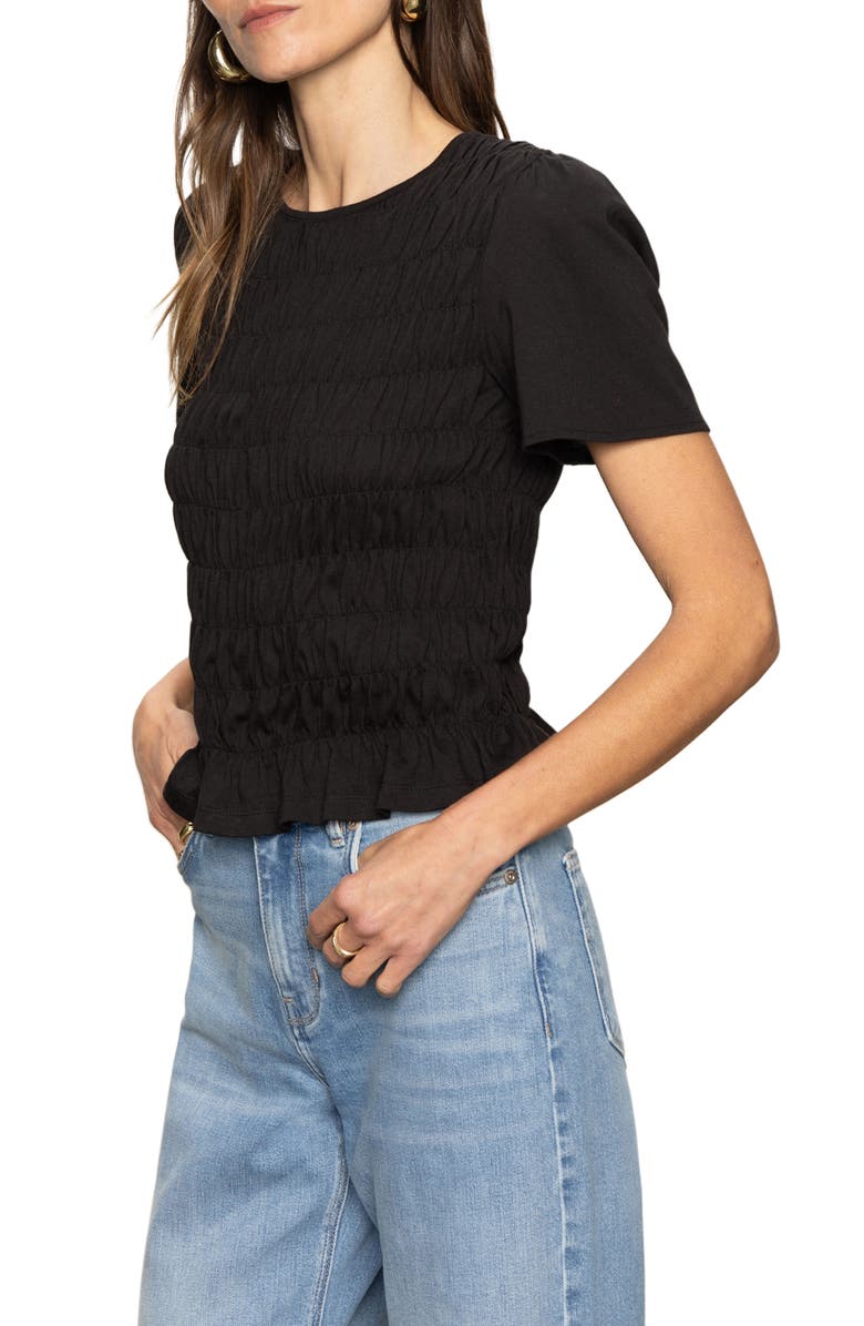 Sanctuary Better Together Smocked Top, Alternate, color, Black