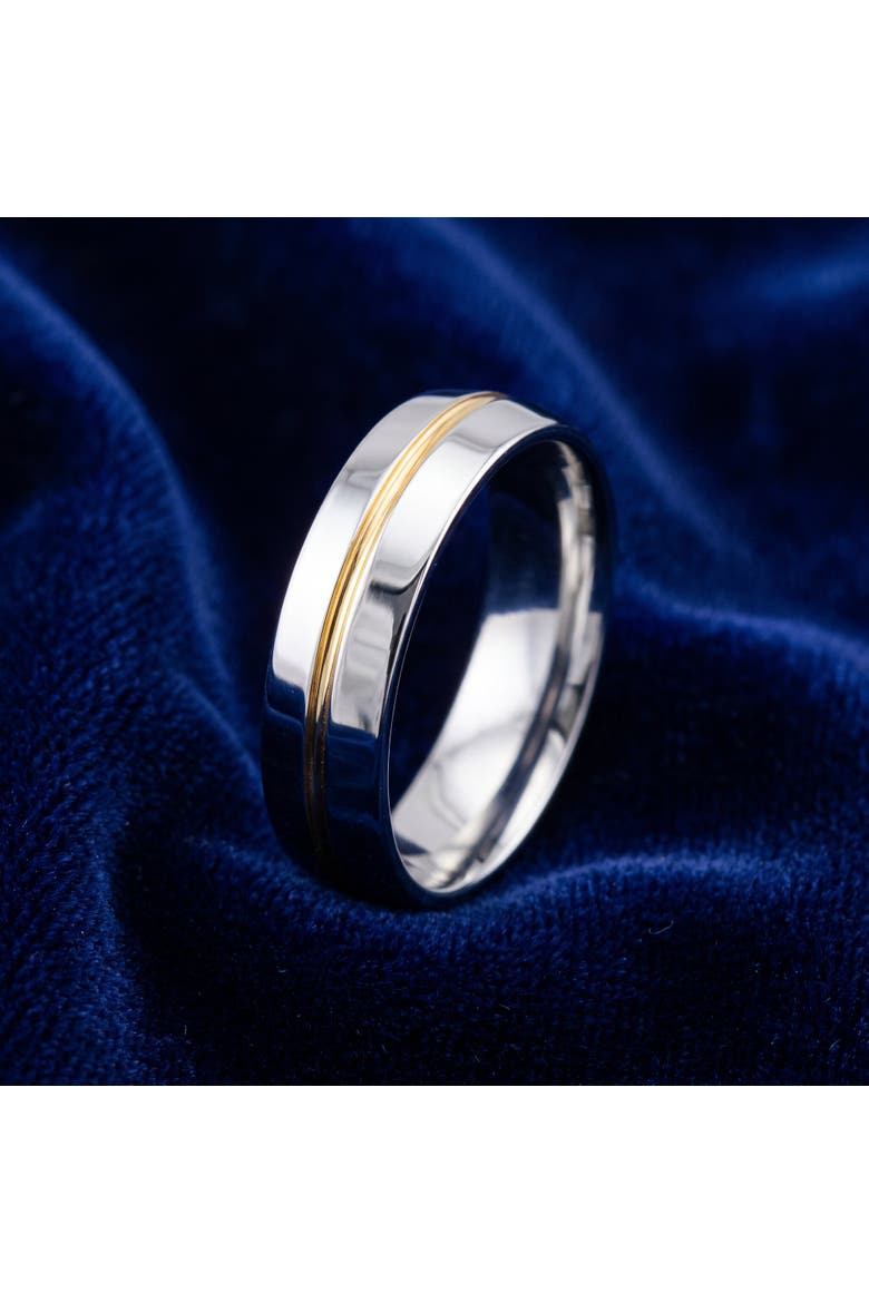 Men's Polished Tungsten & Gold Plated Two Tone 6mm Ring Wedding Band, Alternate, color, Tungsten
