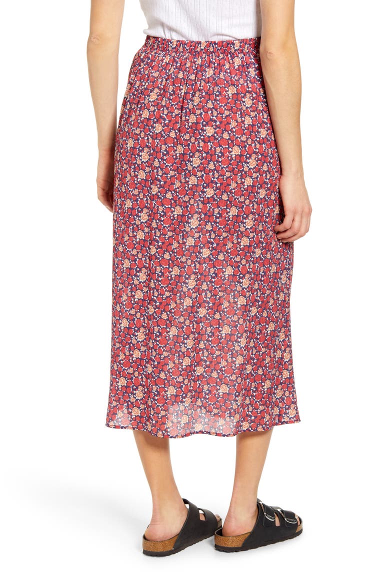 Sheer Floral Midi Skirt, Alternate, color, RED FLORAL