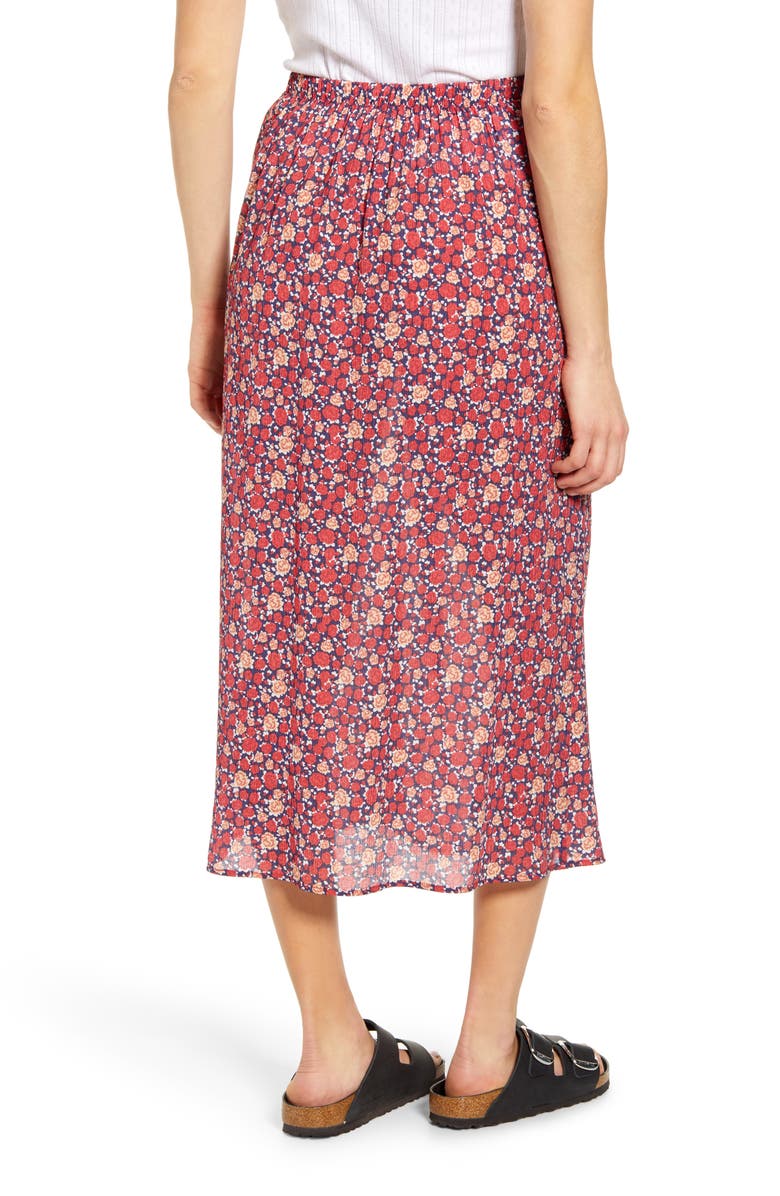 Good Luck Gem Sheer Floral Midi Skirt, Alternate, color,