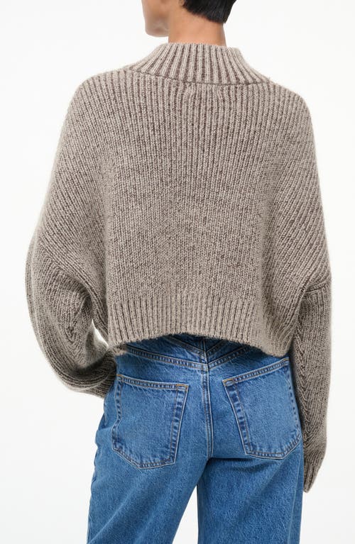 Staud Hampton Crop Cotton Blend Half-zip Sweater In Gray