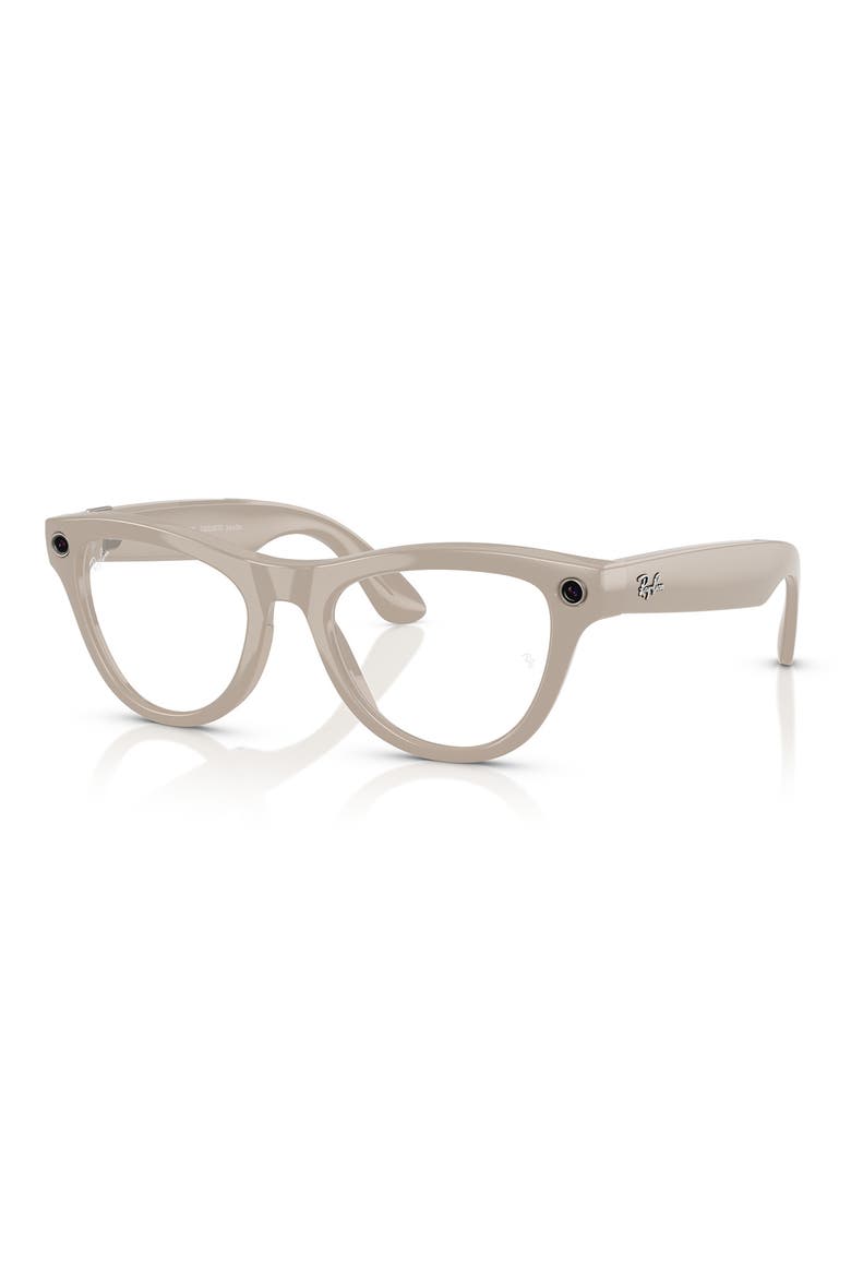 Meta Skyler 52mm Cat Eye Polarized Transitions® AI Glasses, Alternate, color, SHINY CHALKY GRAY SAPPHIRE
