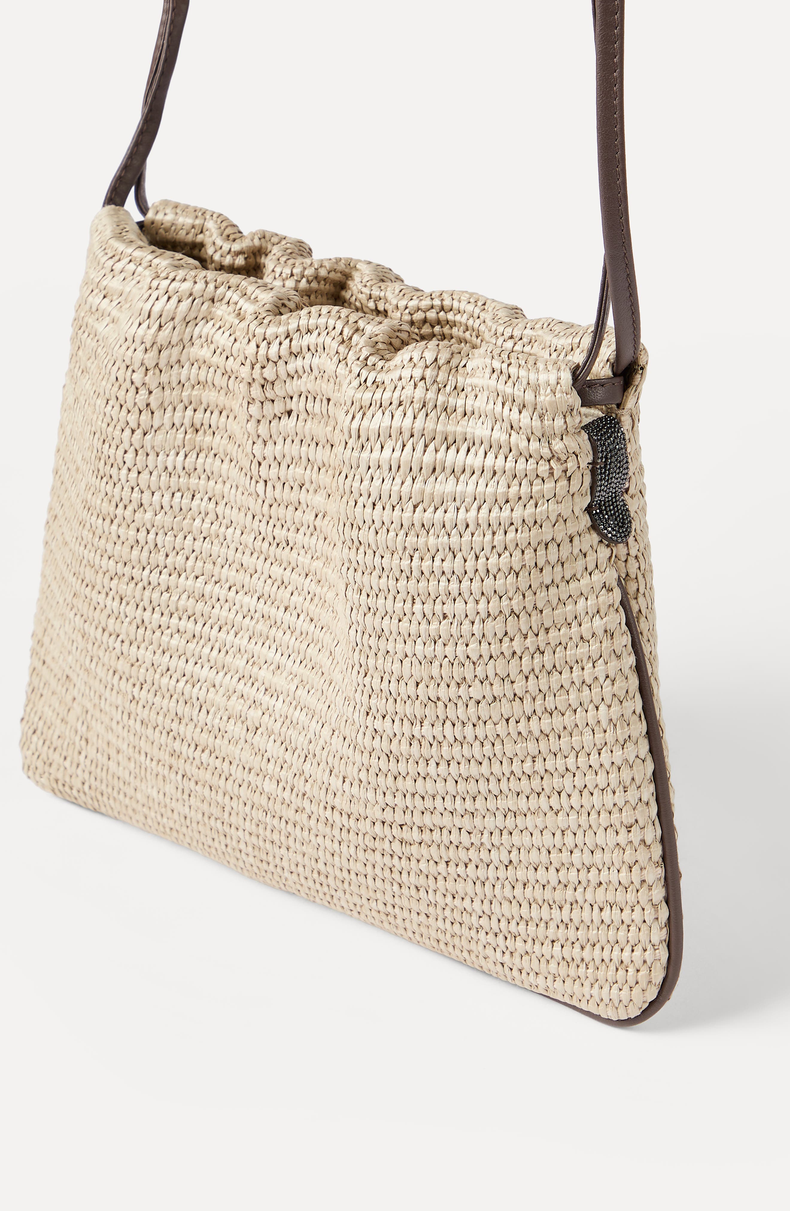 Brunello Cucinelli BC Duo precious net pouch bag, Alternate, color, Beige