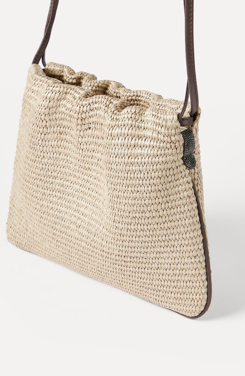 Brunello Cucinelli BC Duo precious net pouch bag, Alternate, color, Beige