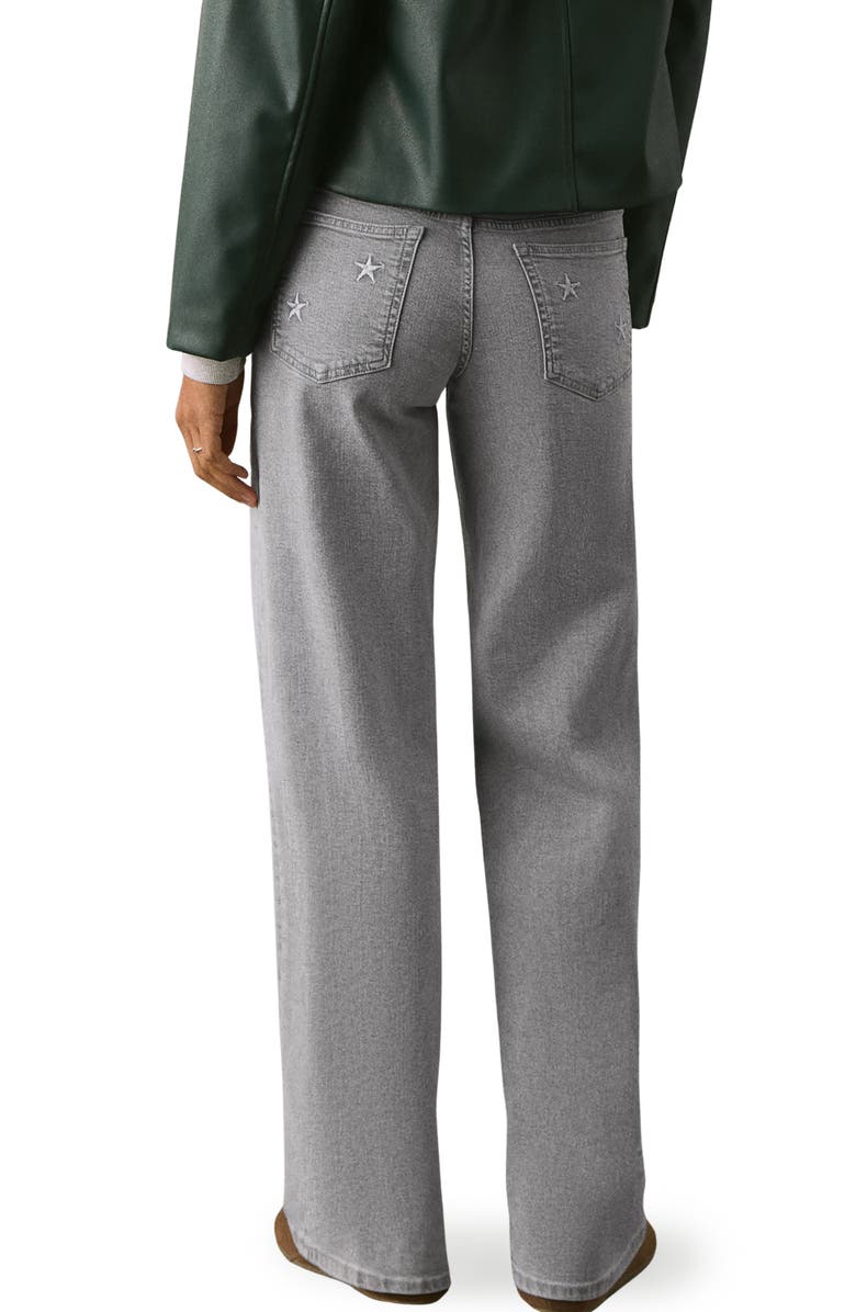 MANGO TEEN Star Embroidered Straight Leg Jeans, Alternate, color, Denim Grey