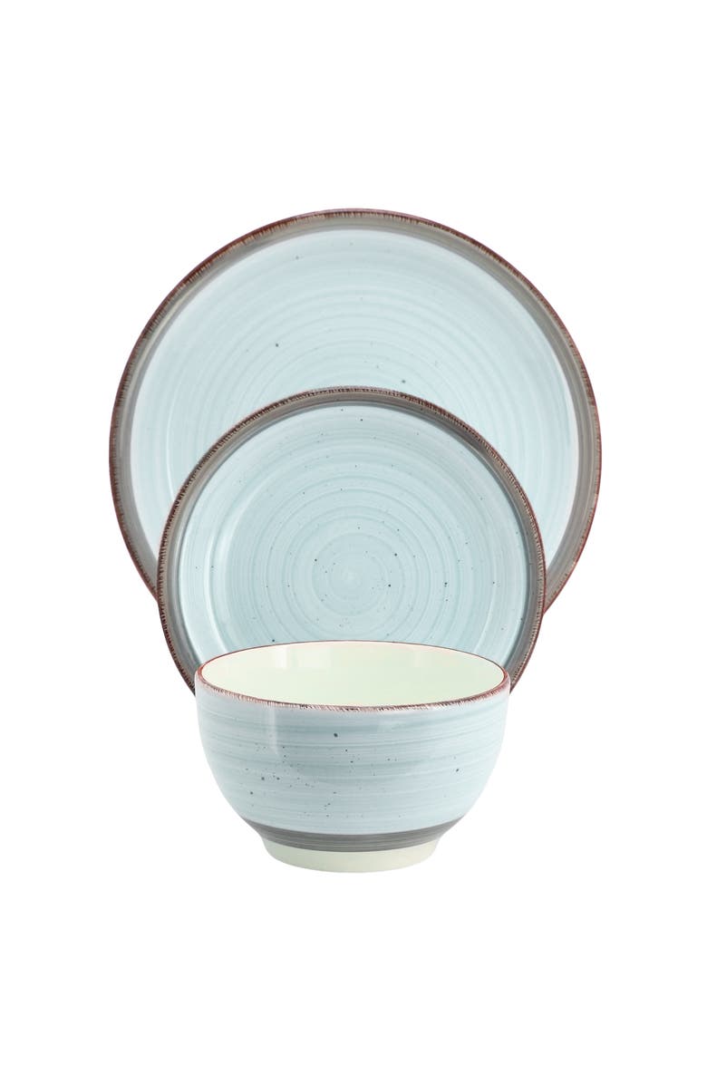 Gibson Home Holcomb 12 Piece Ceramic Dinnerware Set, Alternate, color, Blue