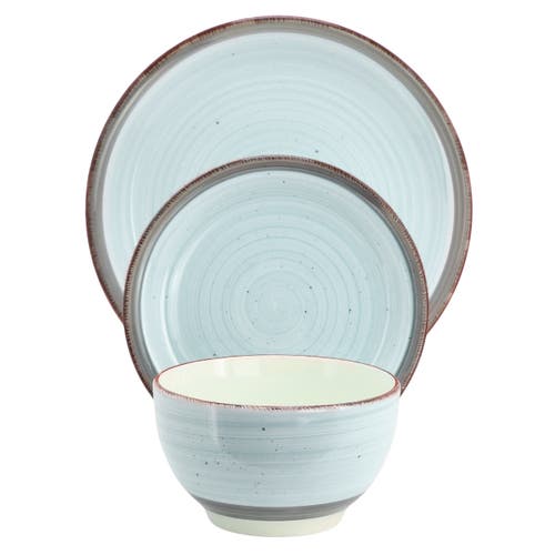 Gibson Home Holcomb 12 Piece Ceramic Dinnerware Set In Blue