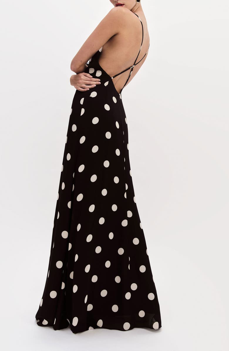 Reformation Zani Plunge Neck Maxi Dress, Alternate, color, Moon Dot