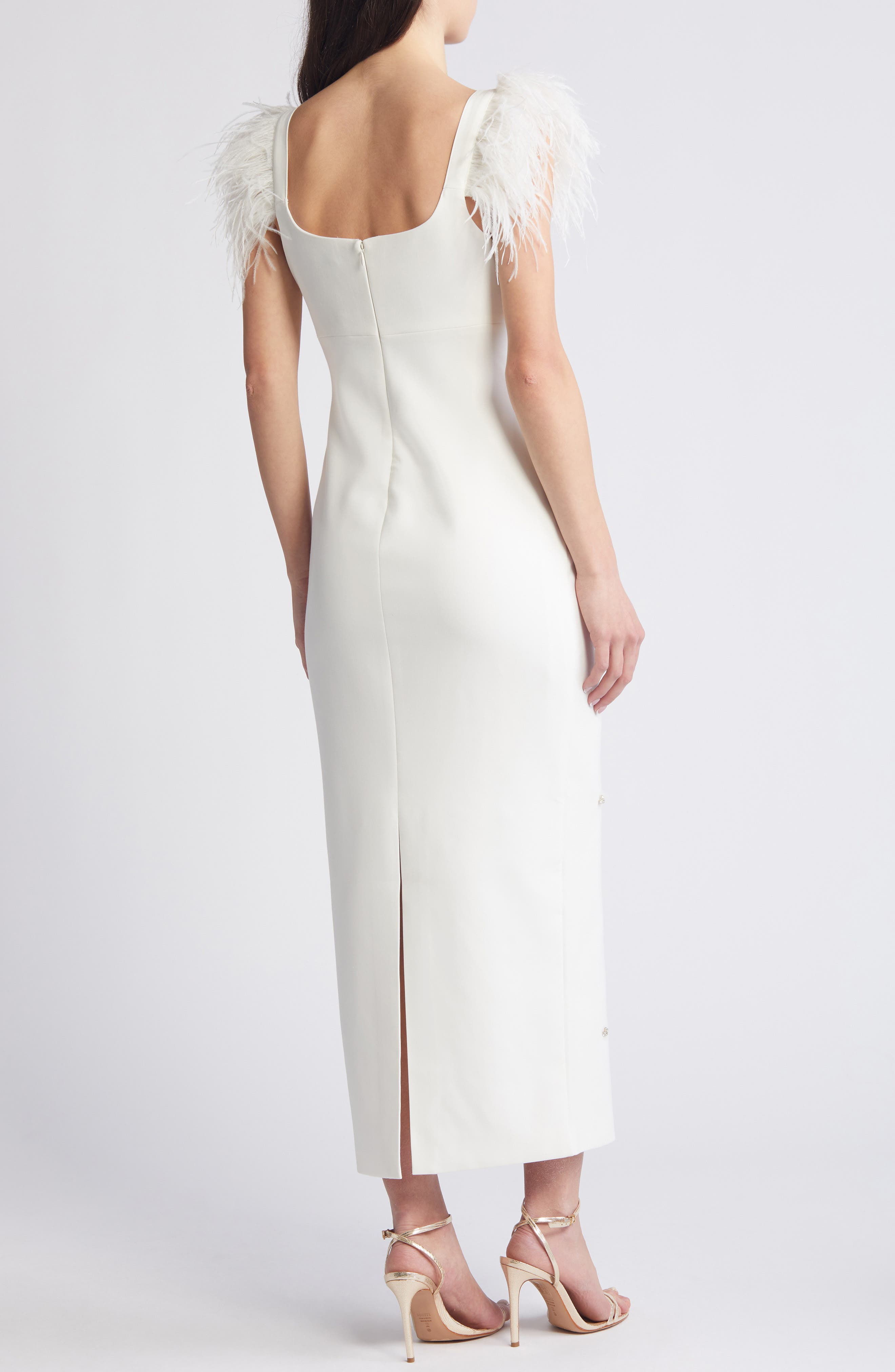Cameron Feather Cap Sleeve Gown - image 2
