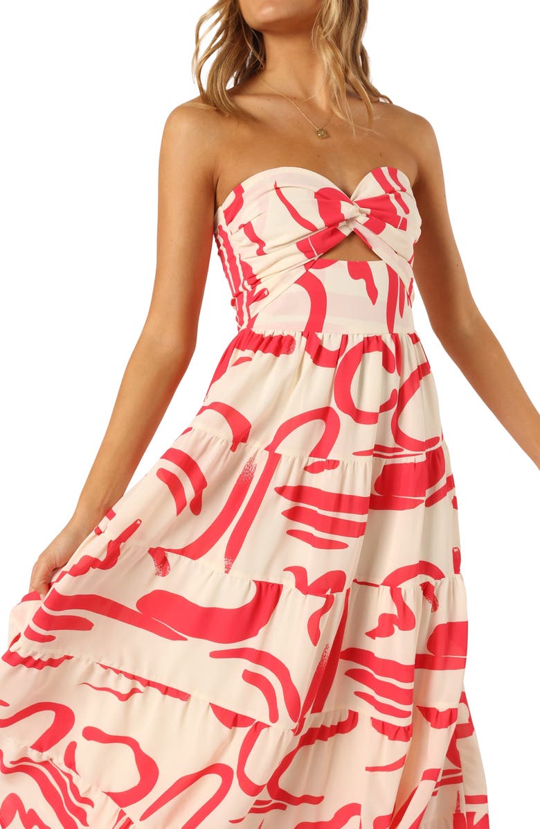 Petal & Pup Sitara Print Cutout Strapless Dress, Alternate, color, 