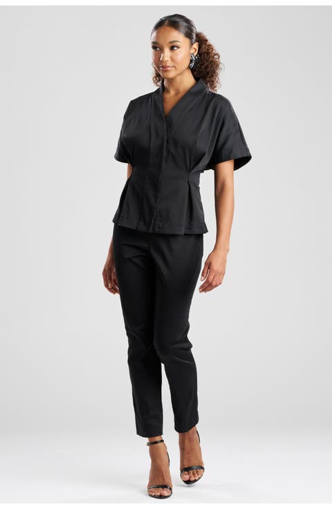 Cotton Chino Pleat Release Cap Sleeve Jacket