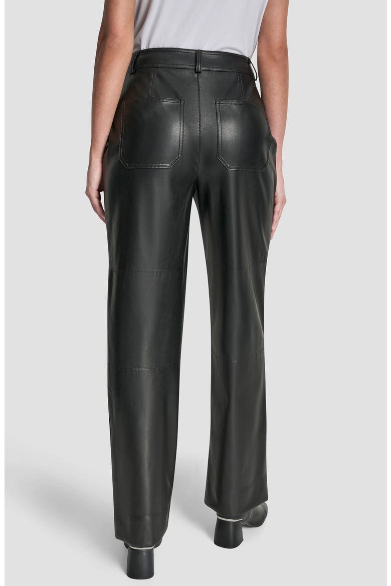Button Fly Faux Leather Pants, Alternate, color, BLACK