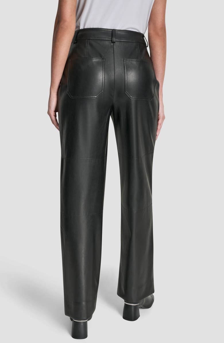 DKNY Button Fly Faux Leather Pants, Alternate, color, Black