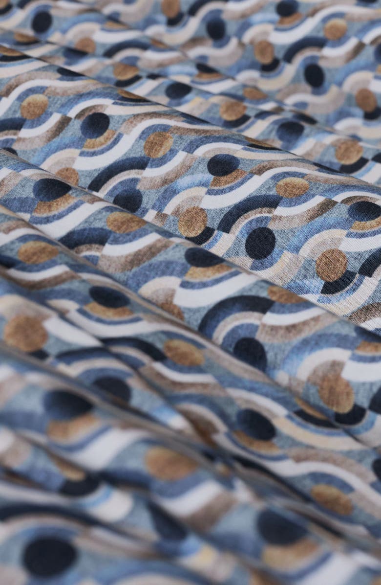 Bugatchi Axel Shaped Fit Geo Print Stretch Cotton Button-Up Shirt, Alternate, color, Cobalt