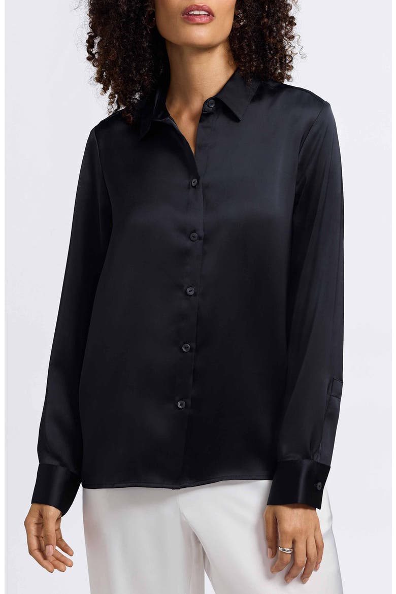 Bianca Satin Shirt, Main, color, BLACK