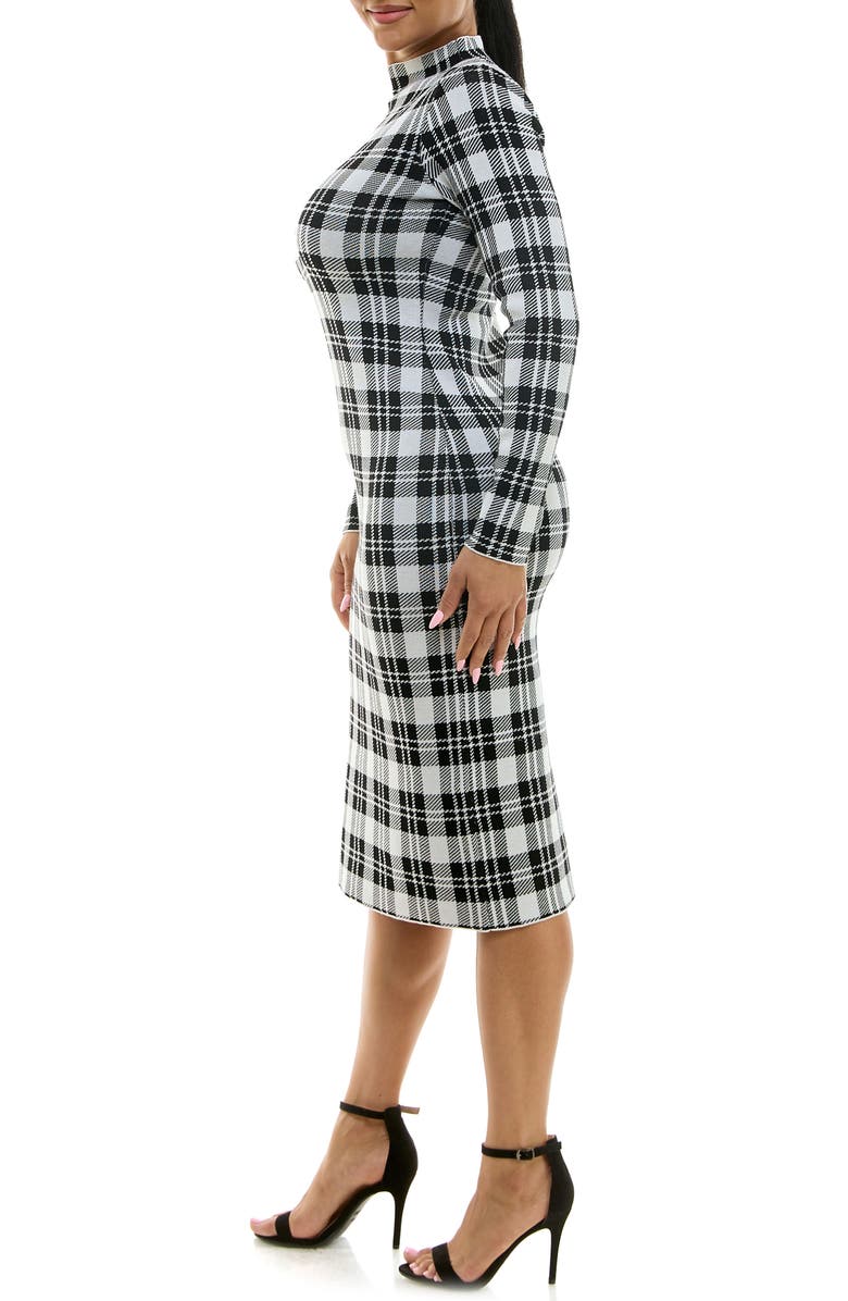 Nina Leonard Jacquard Long Sleeve Sweater Dress, Alternate, color, 