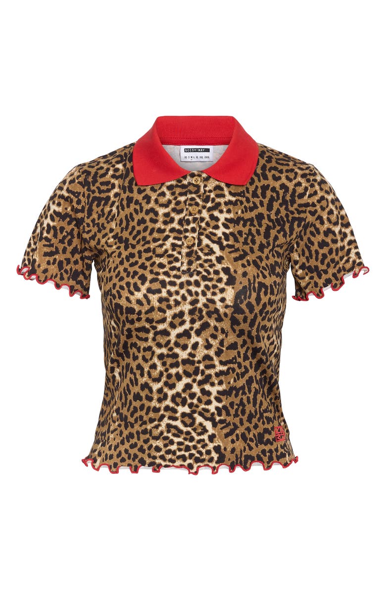 Noisy may Molly Leopard Print Polo, Main, color, Morel Leopard