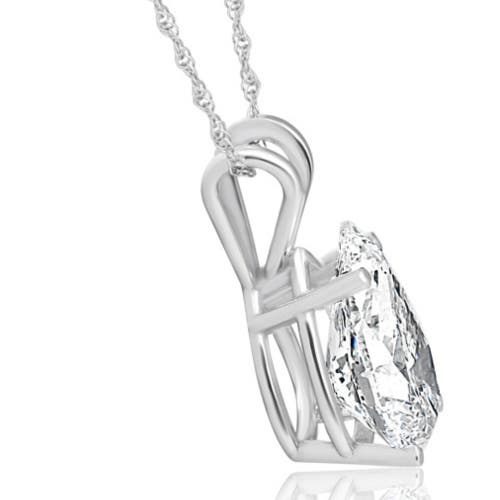 BLISS DIAMOND BLISS DIAMOND CERTIFIED 2 CT PEAR SHAPE LAB GROWN DIAMOND PENDANT 14K GOLD NECKLACE