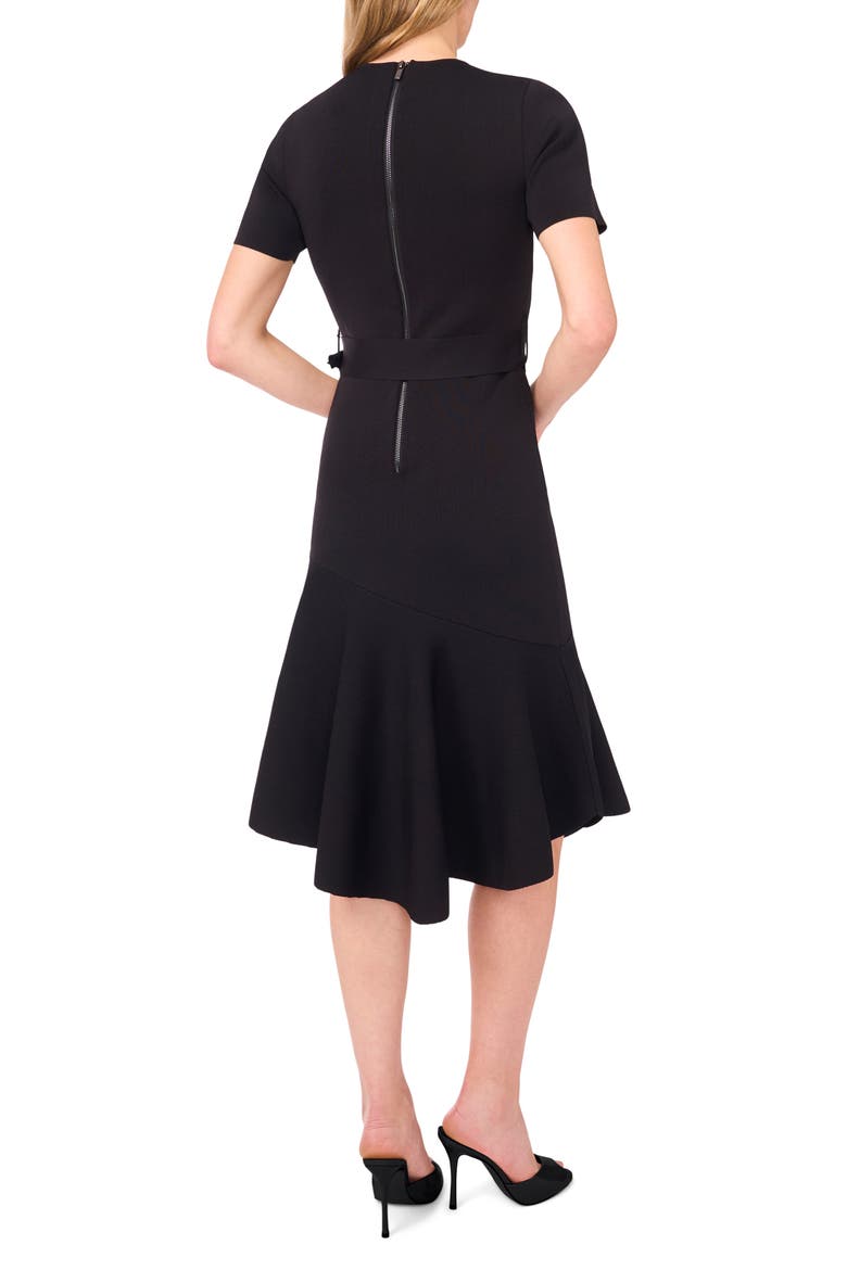 Ashley Rib Short Sleeve Belted Sweater Dress, Alternate, color, RICH BLACK