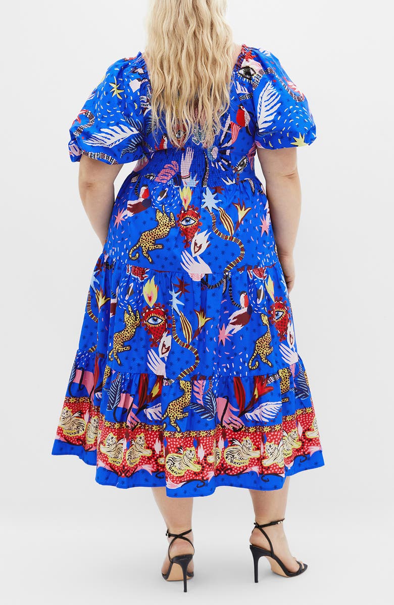 City Chic Capria Print Cotton Midi Dress, Alternate, color, Calista