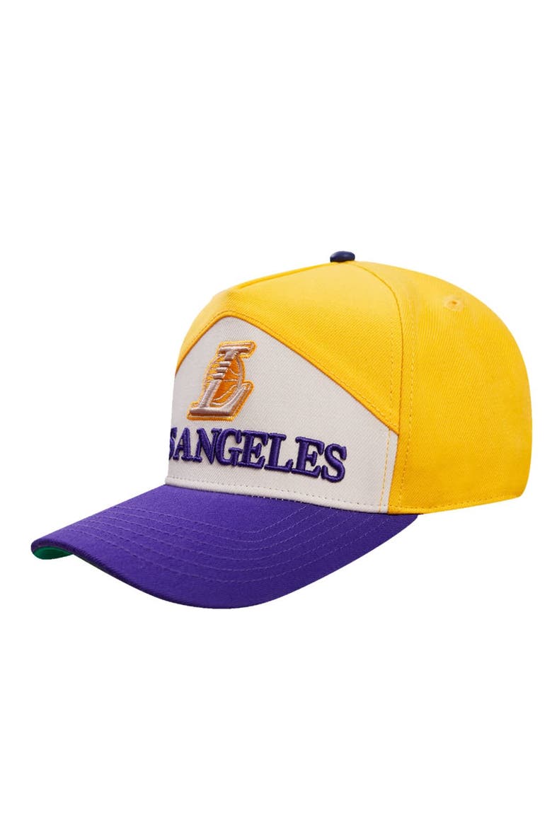 Men's Pro Standard Gold/Purple Los Angeles Lakers Pinch Chevron Adjustable Hat, Alternate, color, Gold