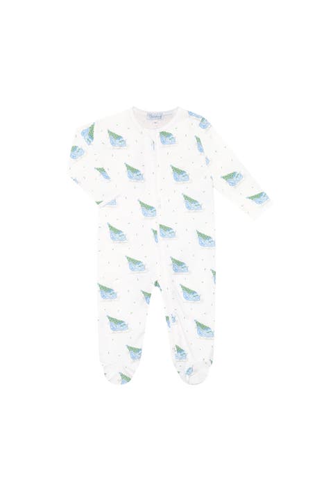 Pima Cotton Christmas Merry Sleighs Zipper Footie - Baby
