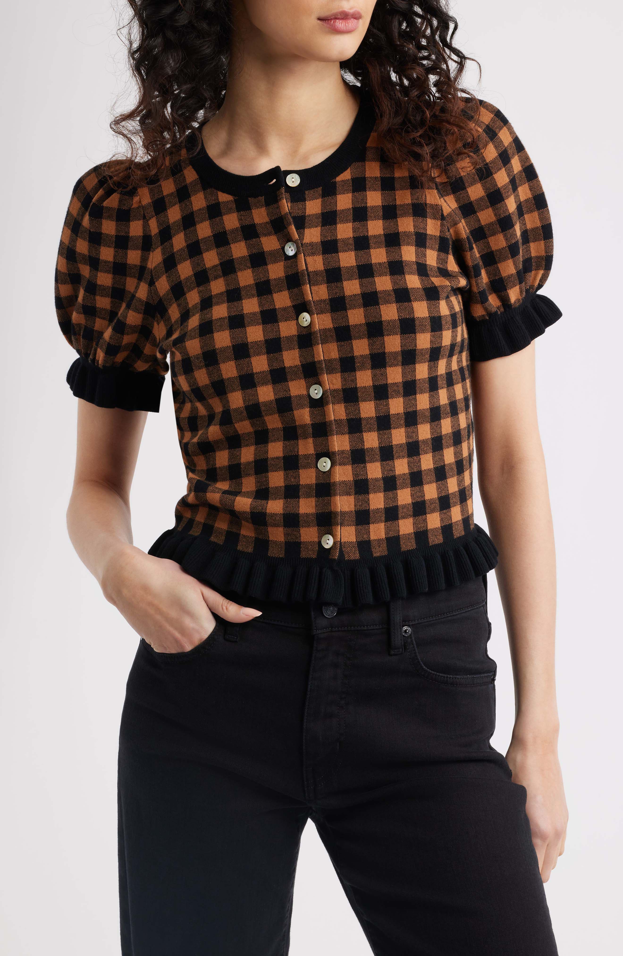 selected BROWN/ BLACK GINGHAM