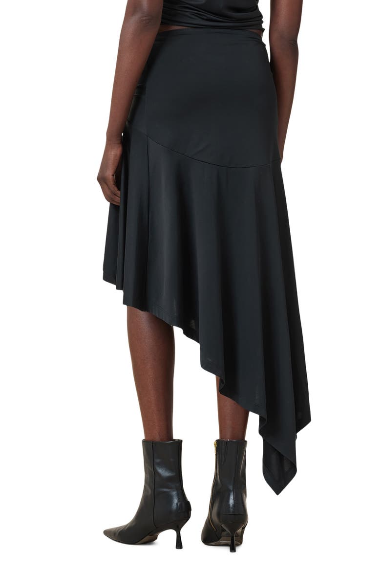 Annalie Asymmetric Ruched Midi Skirt, Alternate, color, BLACK