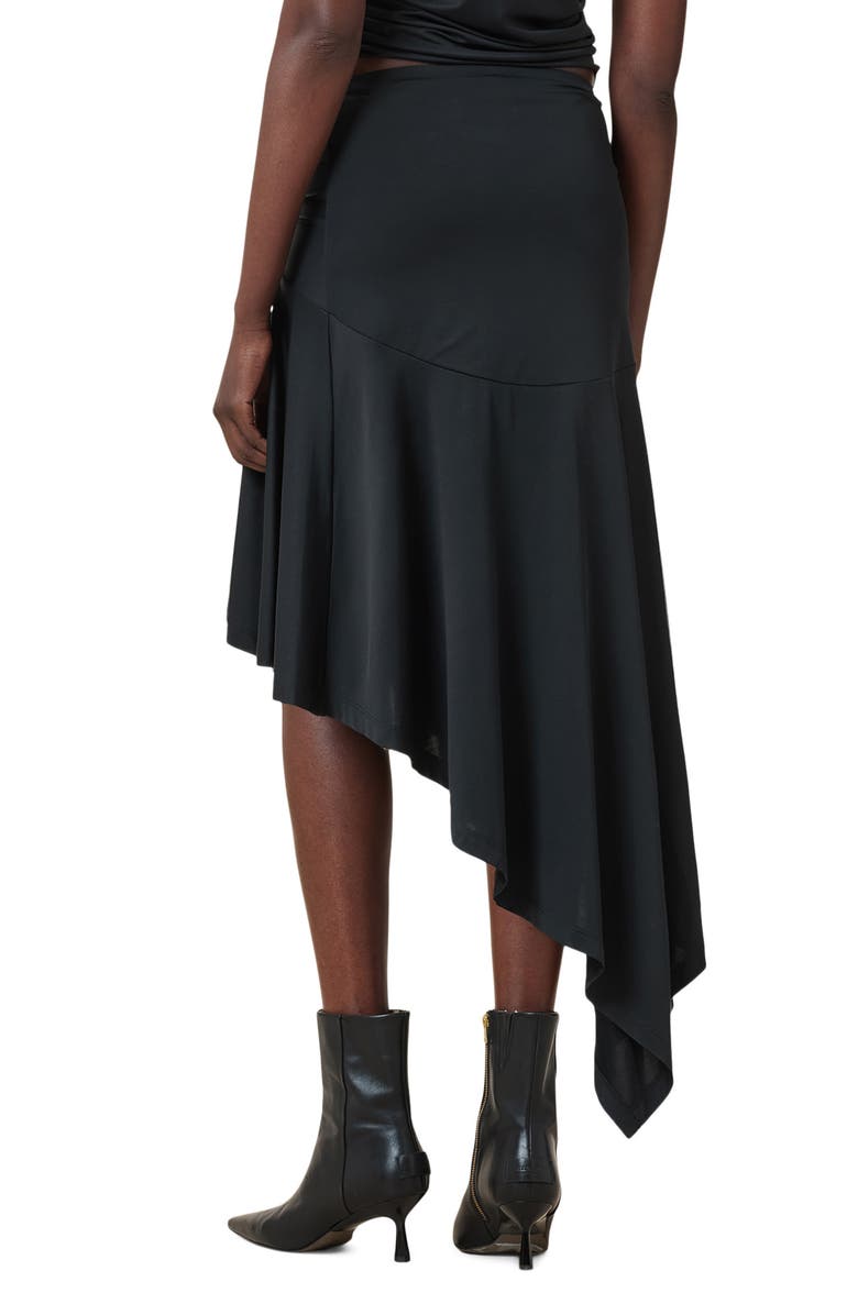 AllSaints Annalie Asymmetric Ruched Midi Skirt, Alternate, color, 