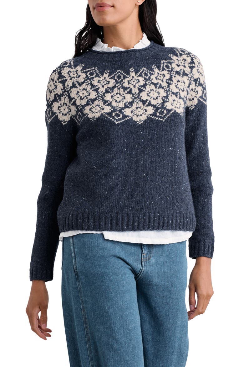 Johanna Fair Isle Merino Wool Blend Sweater, Main, color, HELIANTHUS MARITIME LIMESTONE