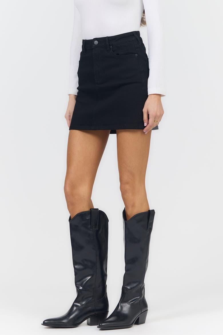 Quinn High Waist Denim Mini, Alternate, color, Black Arrow