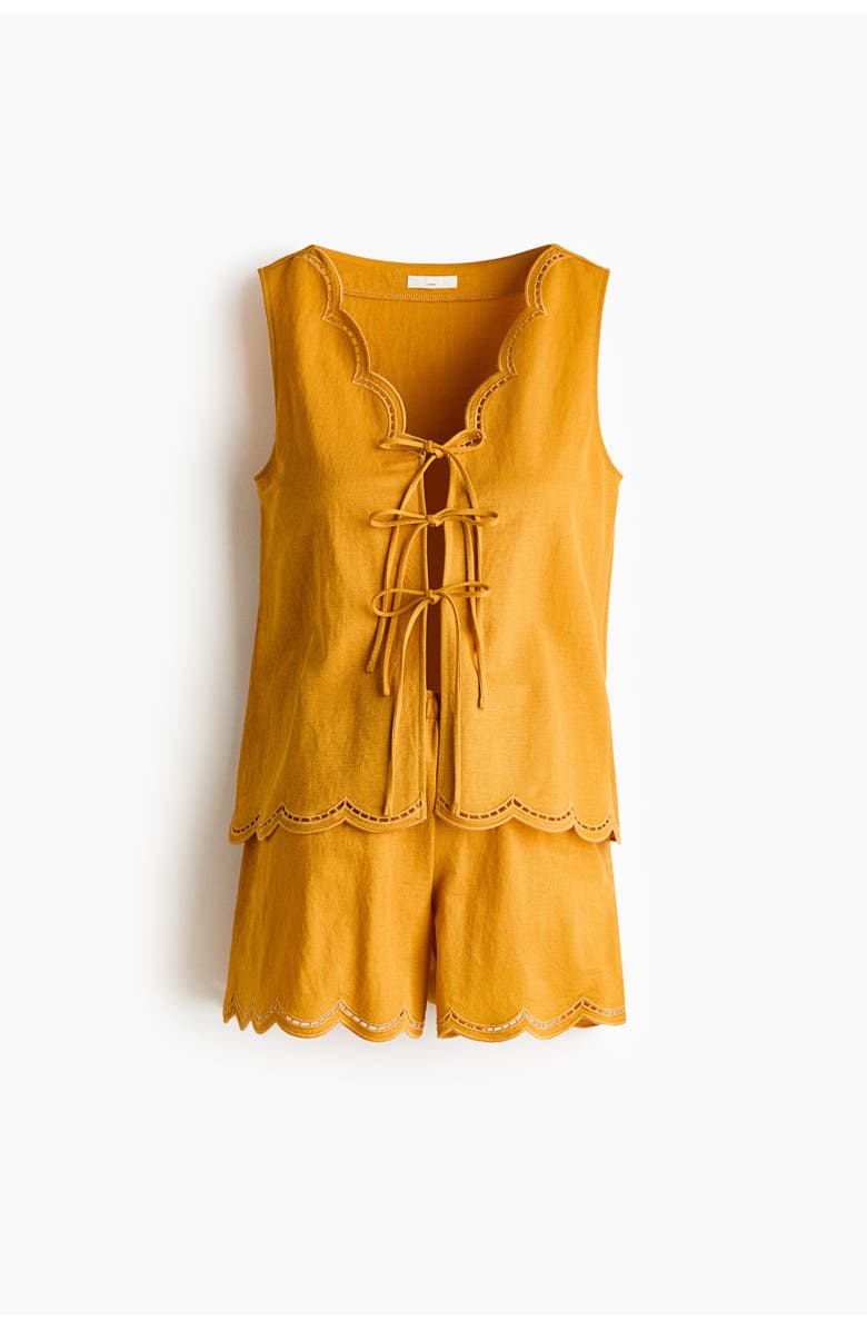 H&M Mama 2-piece Scalloped Set, Main, color, Mustard Yellow