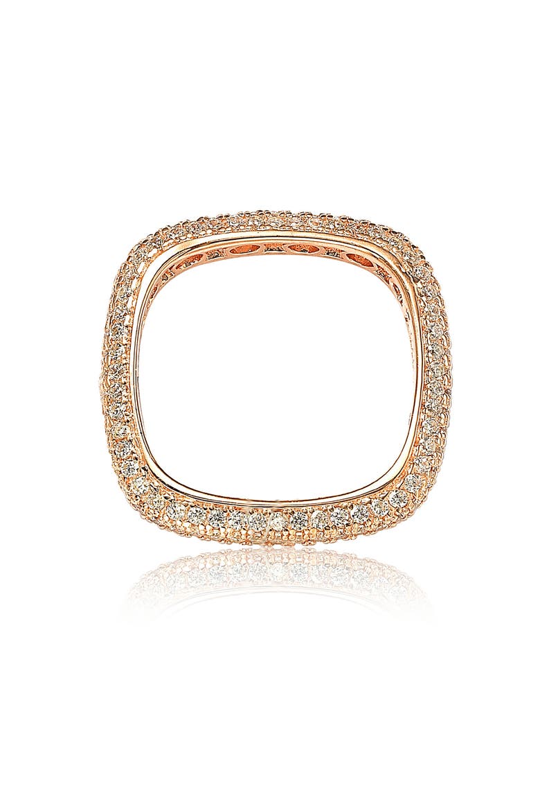 14K Rose Gold Plated Sterling Silver Square Stackable Eternity Band Ring, Alternate, color, ROSE