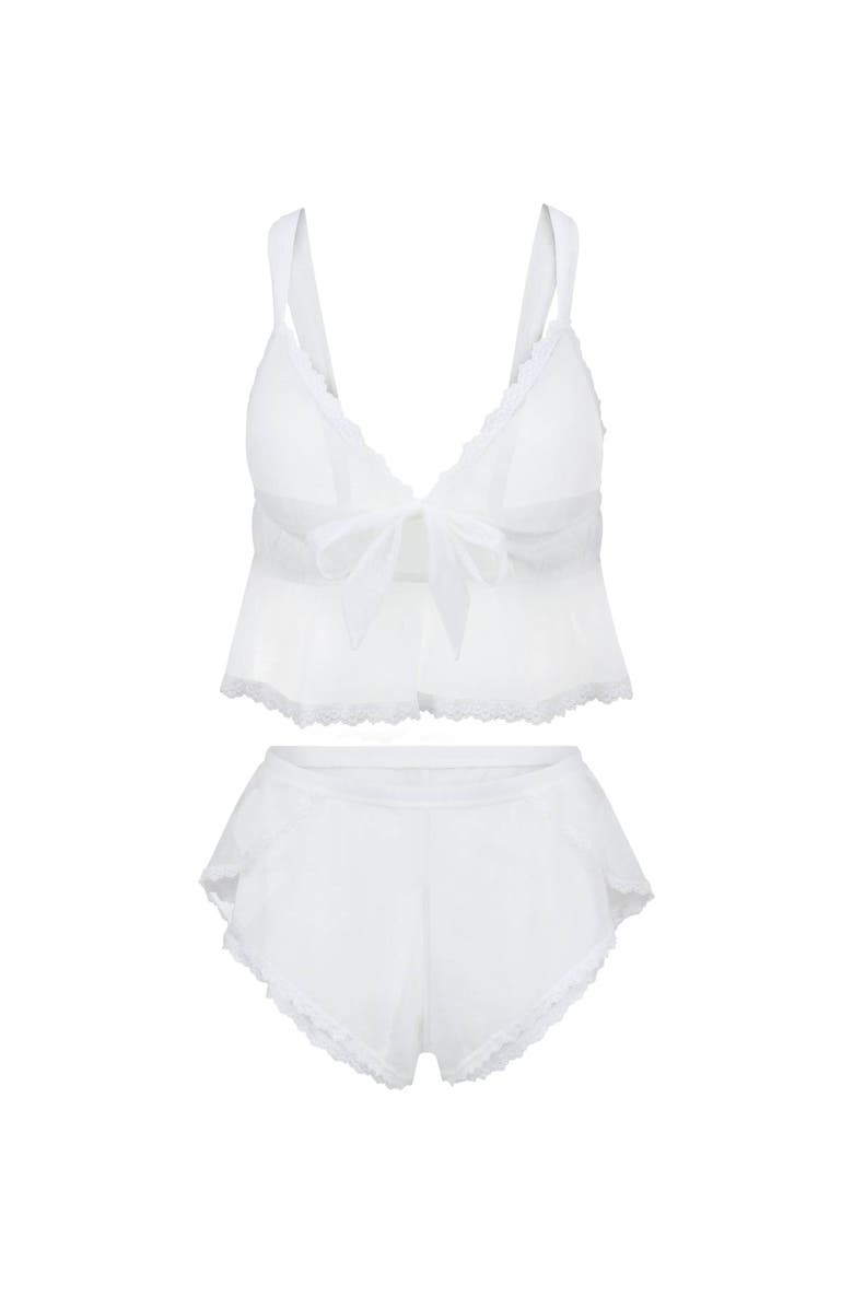 Adore Me Betty Cami & Shorts Set Lingerie, Alternate, color, White