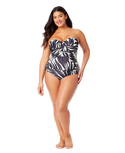 Shop Anne Cole Plus Plus Palm Chic Drape Front Underwire Swim Top