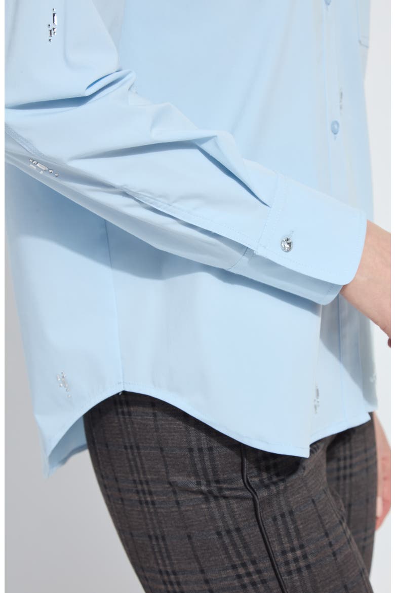 Skye Crystal Embellished Button-Up Shirt, Alternate, color, BLUE BELLE