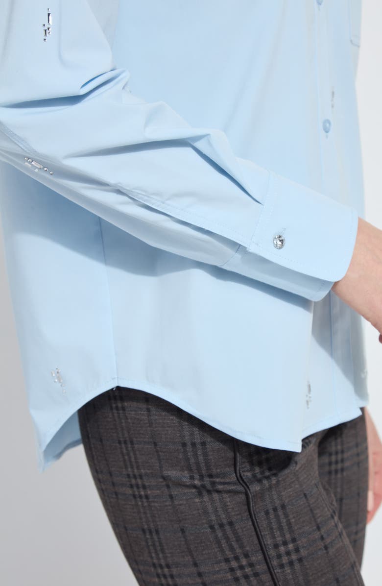 Lysse Skye Crystal Embellished Button-Up Shirt, Alternate, color, Blue Belle