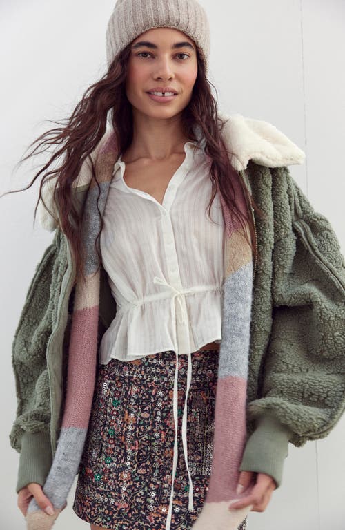 Free People Daybreak Ruffle Cotton Shirt In Optic White