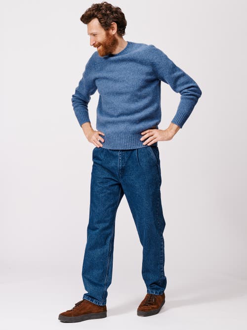 Aubin Prestwick Shetland Crew Neck Sweater In Blue