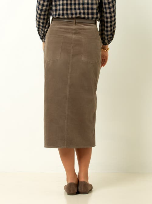 Single Stitch Corduroy Midi Skirt In Brown