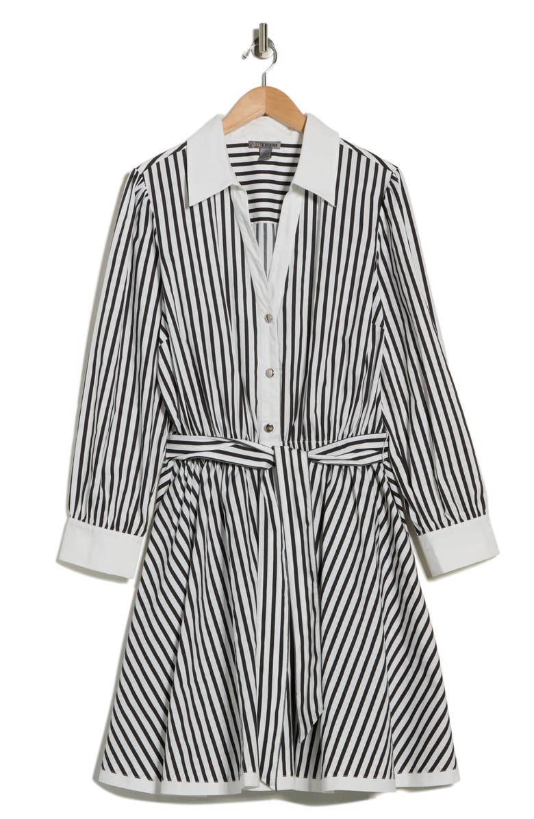 BY DESIGN Candy Stripe Long Sleeve Shirtdress, Alternate, color, Black/ White Stripe