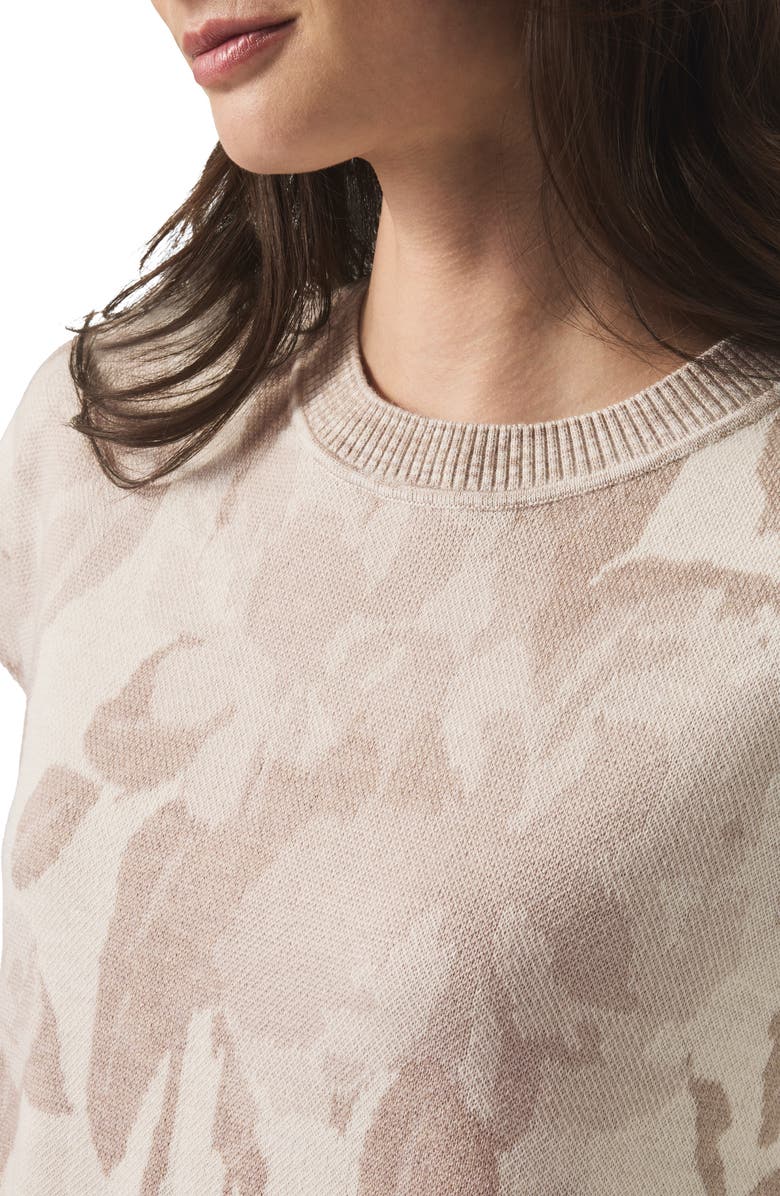 Splendid Flora Floral Jacquard Short Sleeve Sweater, Alternate, color, Natural Multi Floral