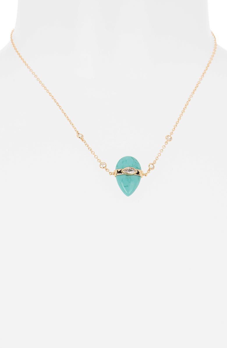 Ettika Turquoise & Cubic Zirconia Solstice Necklace, Alternate, color, Turquoise