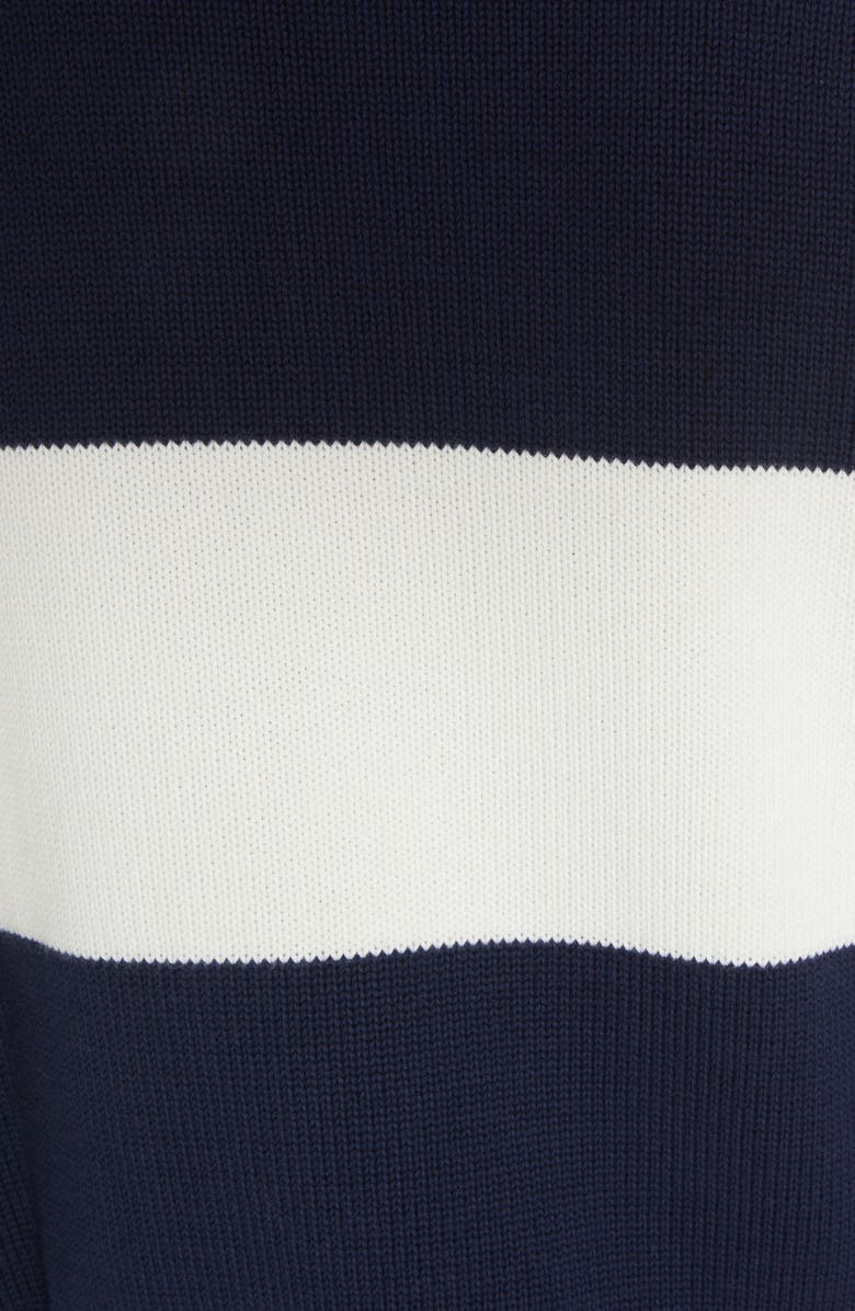 AMI PARIS Rugby Stripe Ami de Coeur Embroidered Organic Cotton & Wool Sweater, Alternate, color,