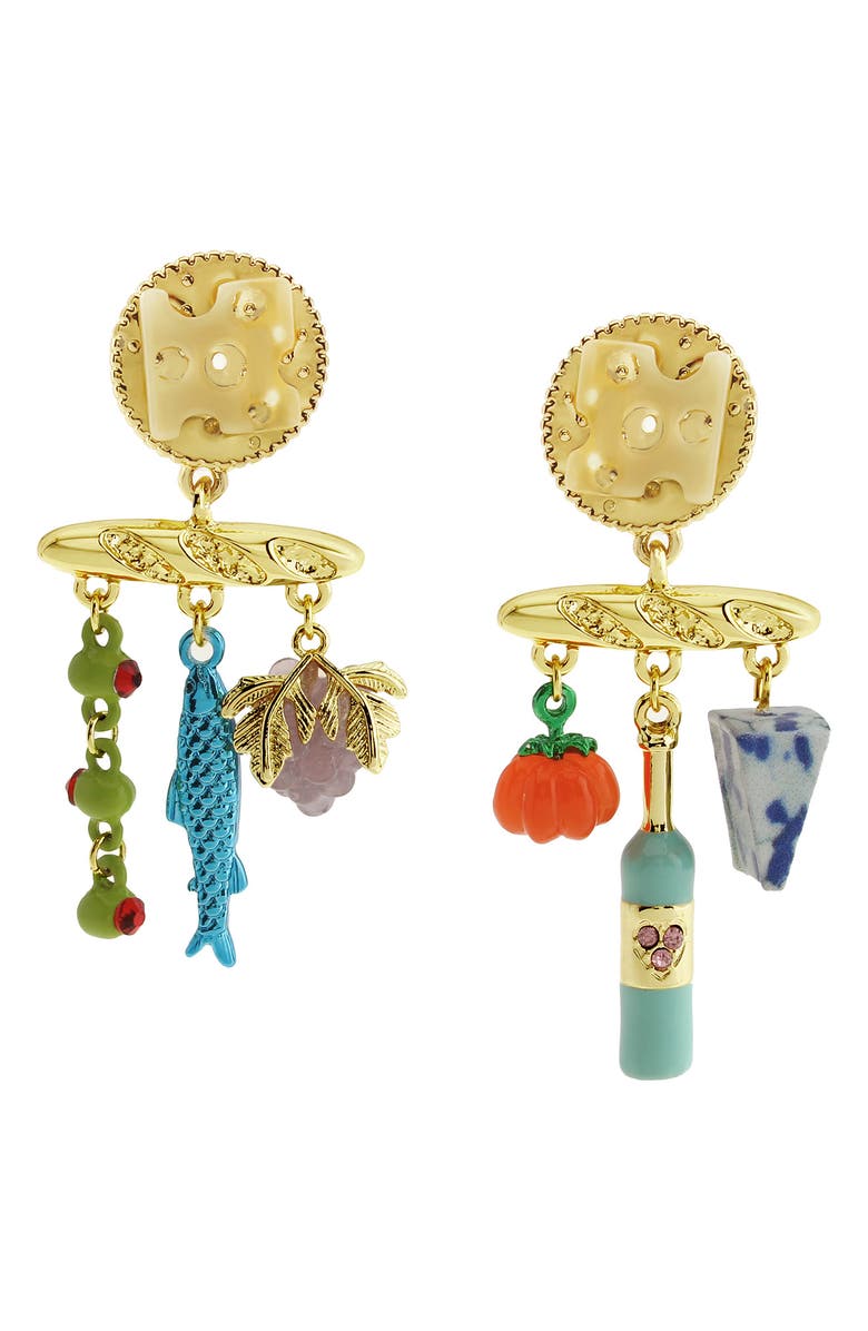 Betsey Johnson Charcuterie Drop Earrings, Main, color, Multi